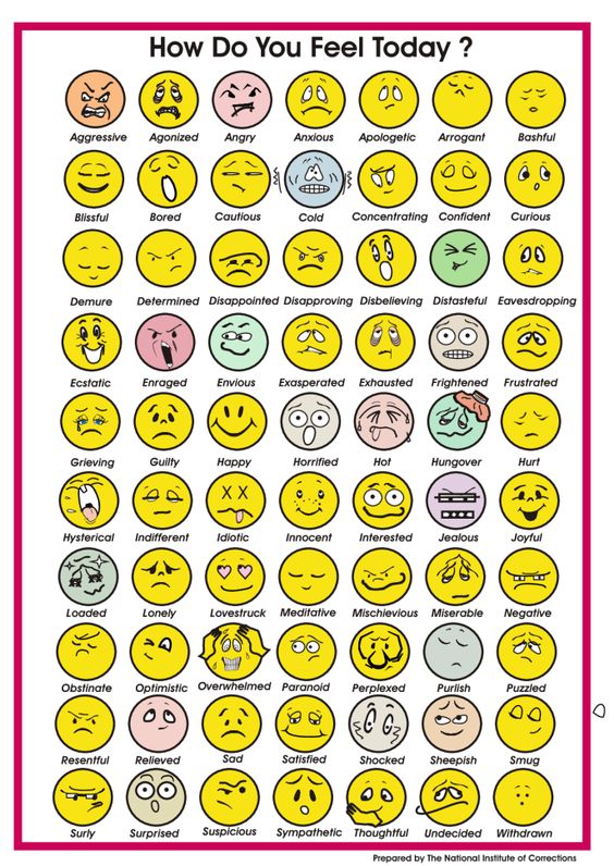 How do you feel today? A collection of words expressing emotions, proposed by
National Institute of
Corrections